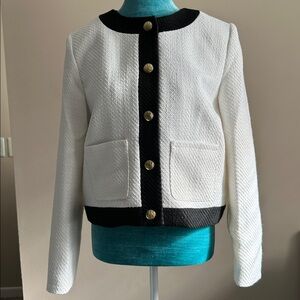 J. Crew White and Black Blazer with Gold Buttons